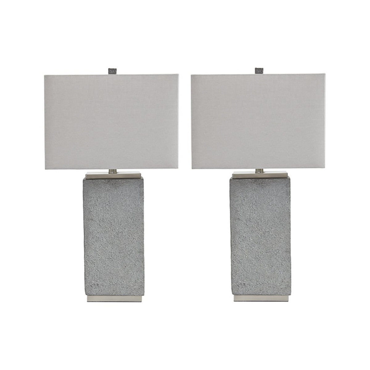 Resin Table Lamp With Faux Concrete Finish And Hardback ShadeSet Of 2Gray By Benzara | Desk Lamps | Modishstore
