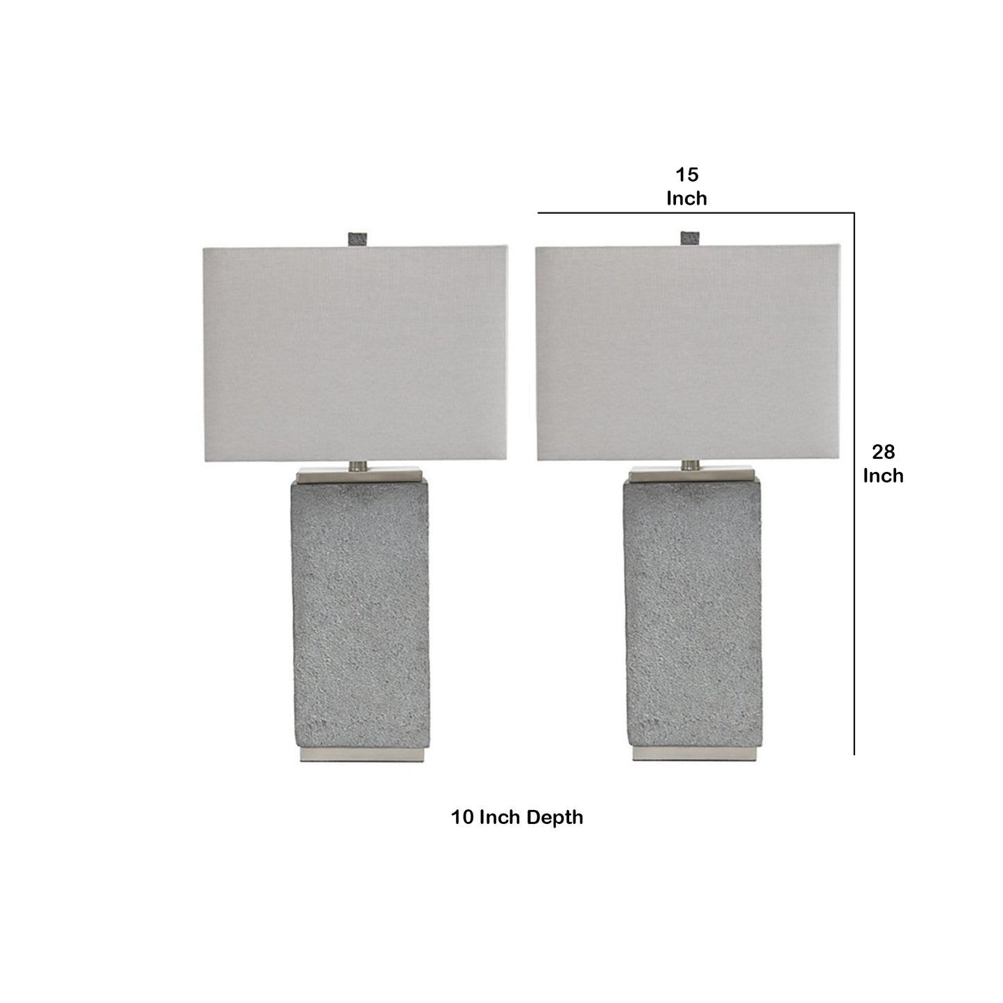 Resin Table Lamp With Faux Concrete Finish And Hardback ShadeSet Of 2Gray By Benzara | Desk Lamps | Modishstore - 5