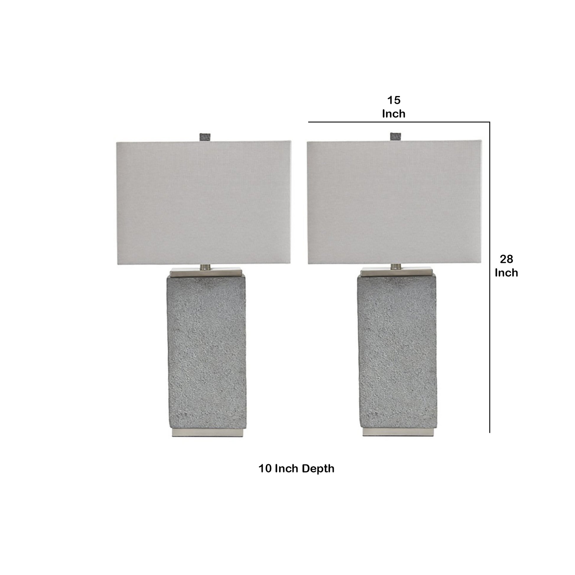 Resin Table Lamp With Faux Concrete Finish And Hardback ShadeSet Of 2Gray By Benzara | Desk Lamps | Modishstore - 5