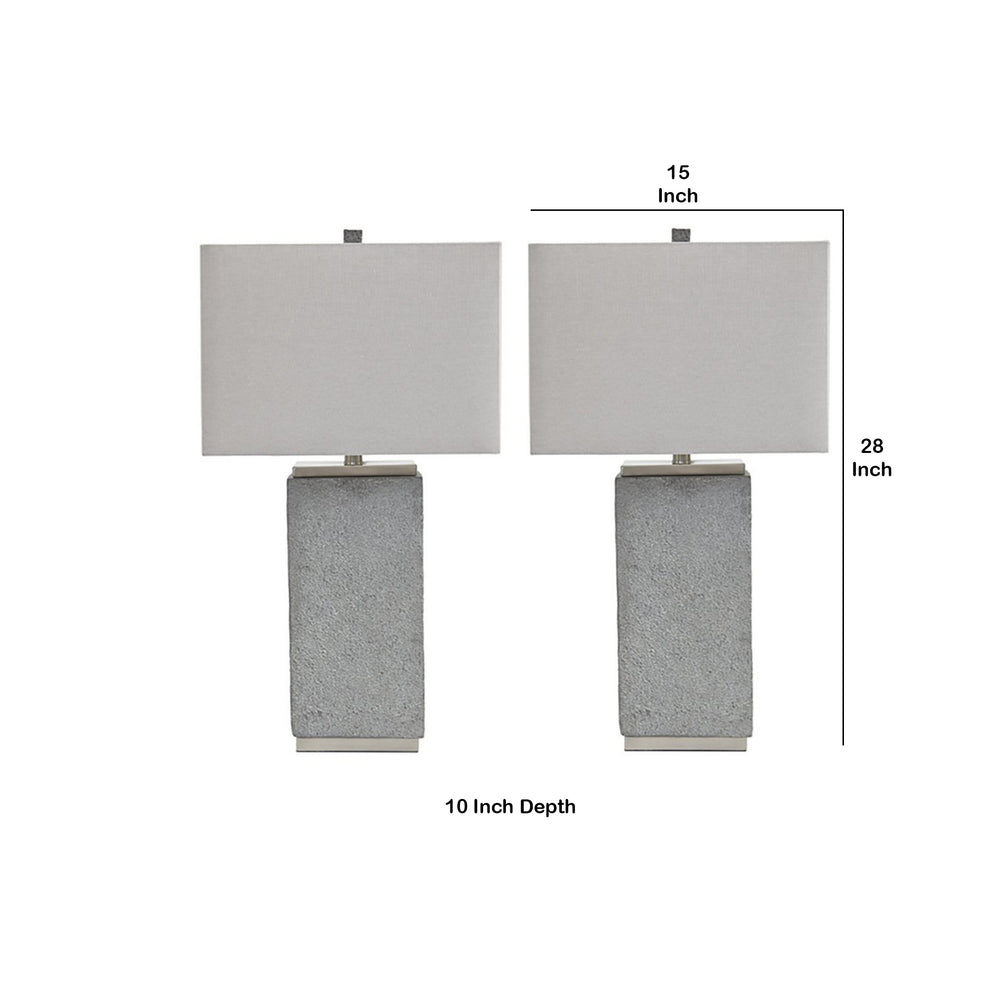 Resin Table Lamp With Faux Concrete Finish And Hardback ShadeSet Of 2Gray By Benzara | Desk Lamps | Modishstore - 5