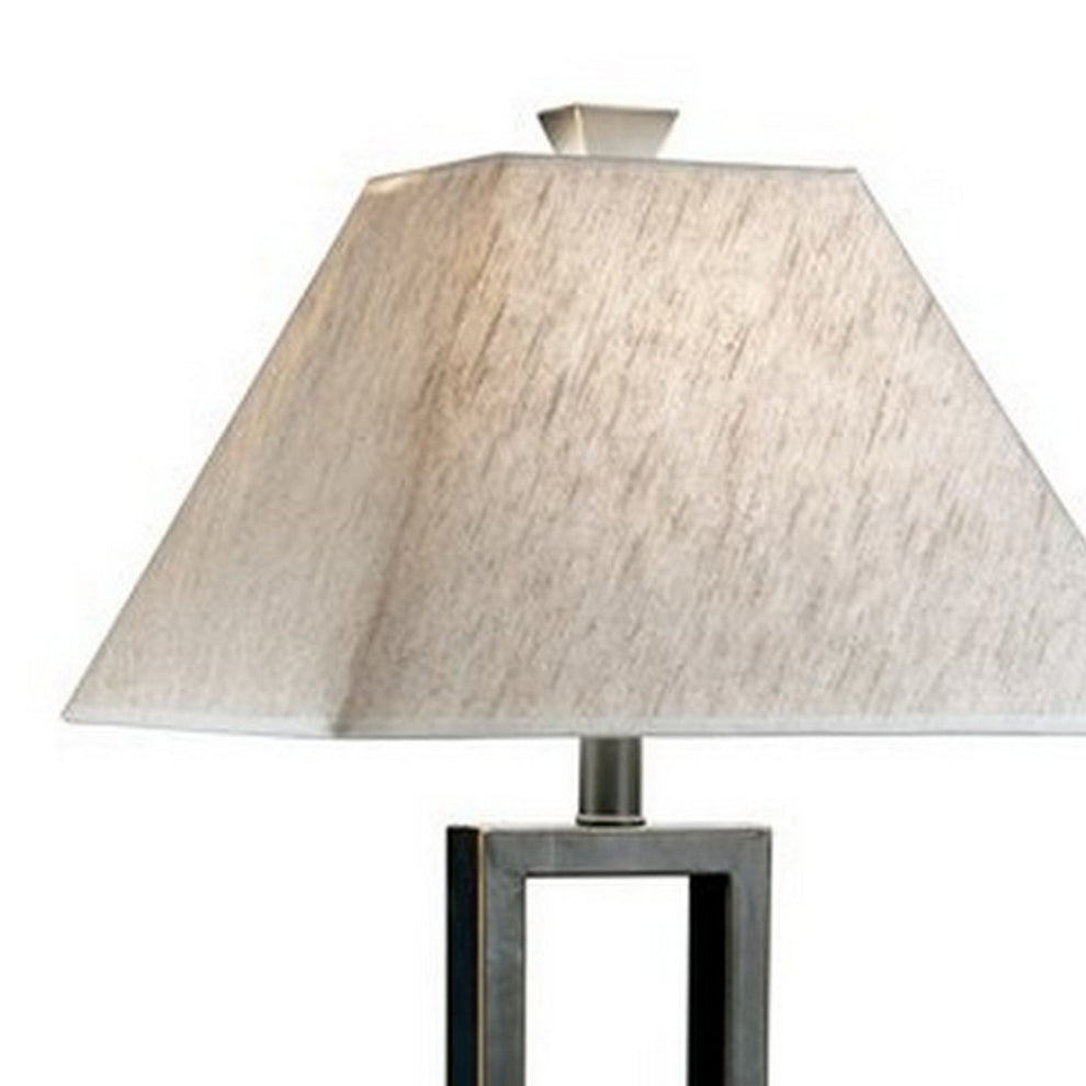 Geometric Metal Body Table Lamp With Fabric Shade Set Of 2Black And White By Benzara | Desk Lamps | Modishstore - 4