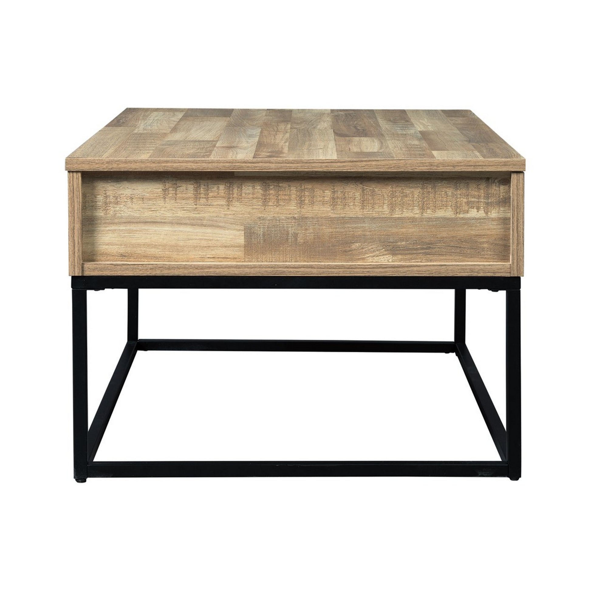 19" Wood And Metal Lift Top Cocktail Table Brown And Black By Benzara | Coffee Tables | Modishstore - 2