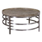 Wood Top Round Cocktail Table With Metal Base Brown And Gray By Benzara | Coffee Tables | Modishstore