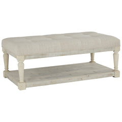 Plank Style Padded Top Rectangular Ottoman Cocktail Table White By Benzara