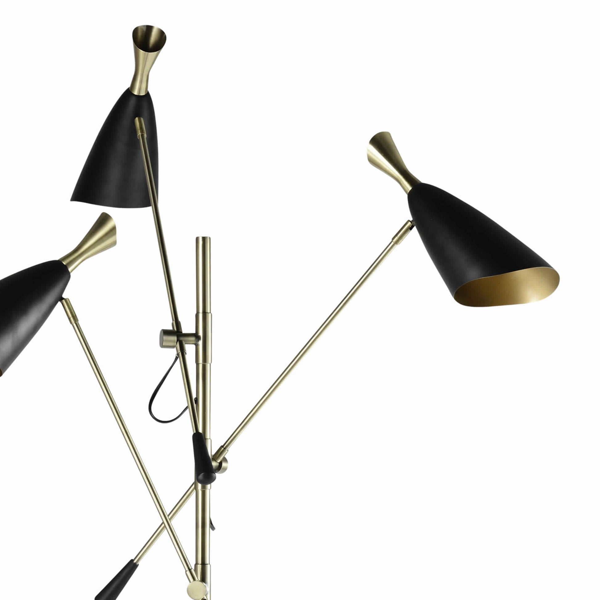 3 Light Metal Floor Lamp With Adjustable Height Black By Benzara | Floor Lamps | Modishstore - 4