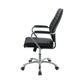 Leatherette Office Swivel Chair With Padded Arms Black And Chrome By Benzara | Office Chairs | Modishstore - 3