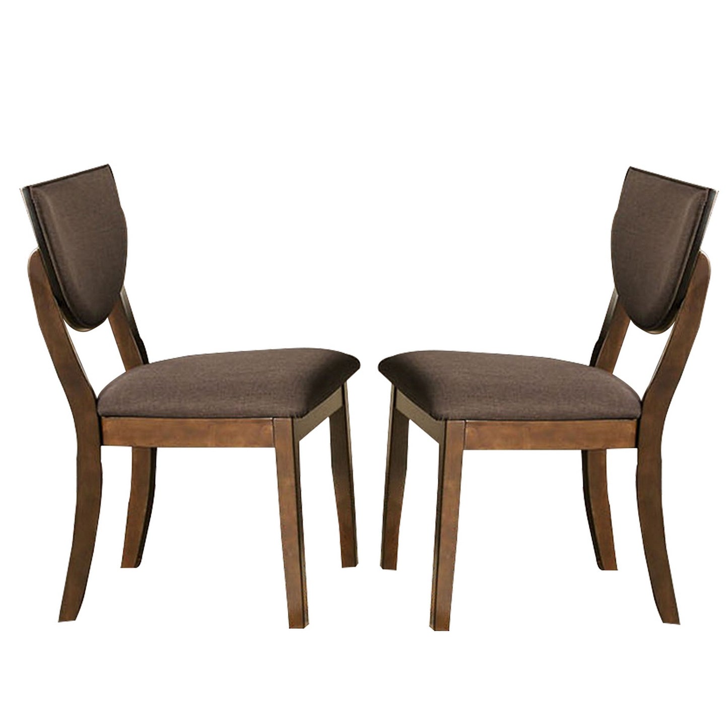 Transitional Fabric Side Chair With Sloped Open BackSet Of 2 Walnut Brown By Benzara | Dining Chairs | Modishstore