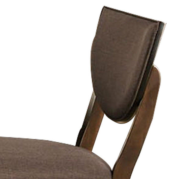 Transitional Fabric Side Chair With Sloped Open BackSet Of 2 Walnut Brown By Benzara | Dining Chairs | Modishstore - 4