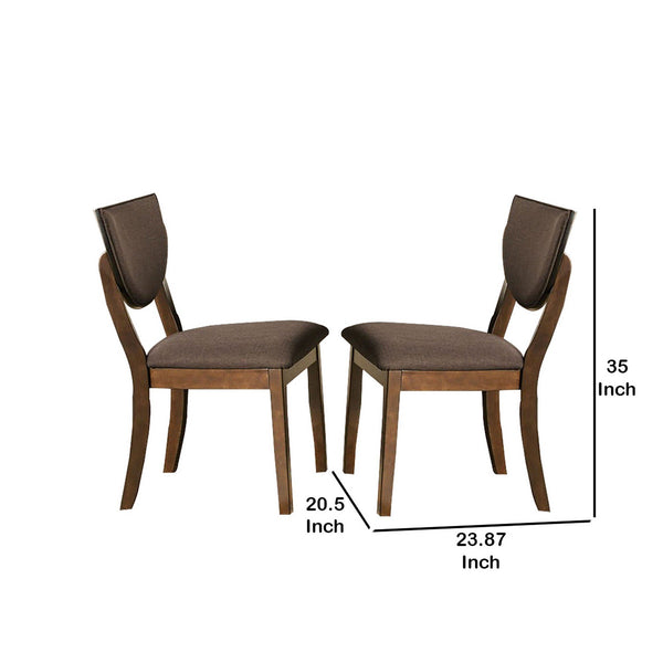 Transitional Fabric Side Chair With Sloped Open BackSet Of 2 Walnut Brown By Benzara | Dining Chairs | Modishstore - 5