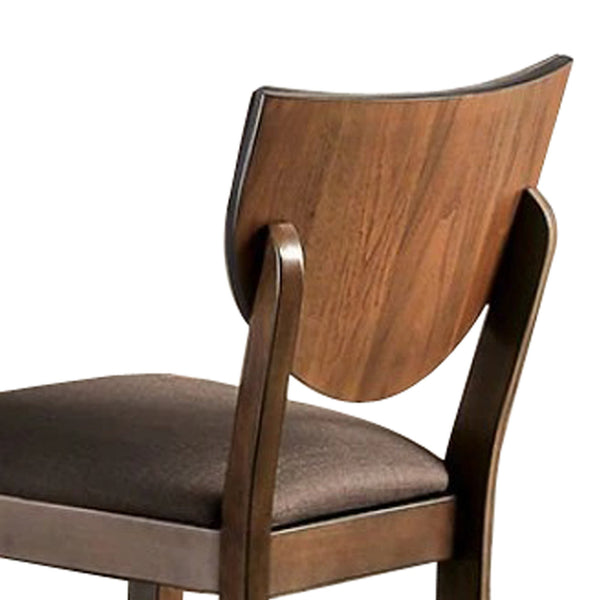 Fabric Counter Height Chair With Sloped Open BackSet Of 2 Walnut Brown By Benzara | Dining Chairs | Modishstore - 3