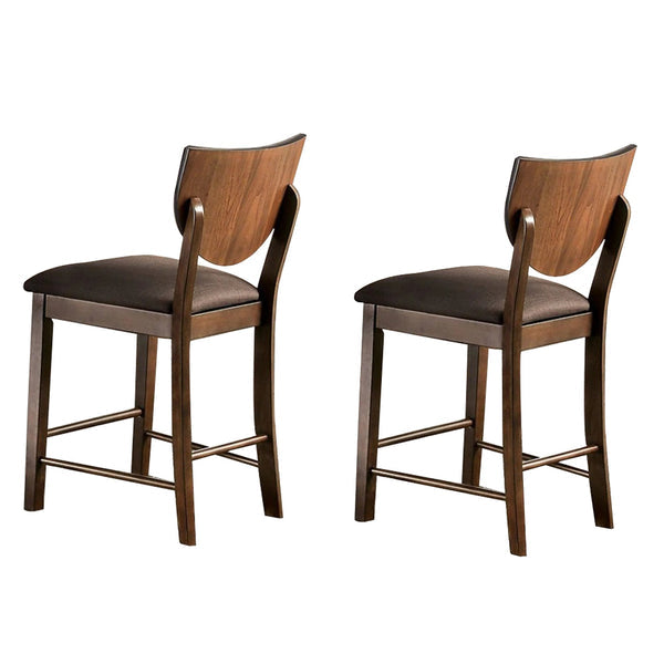 Fabric Counter Height Chair With Sloped Open BackSet Of 2 Walnut Brown By Benzara | Dining Chairs | Modishstore