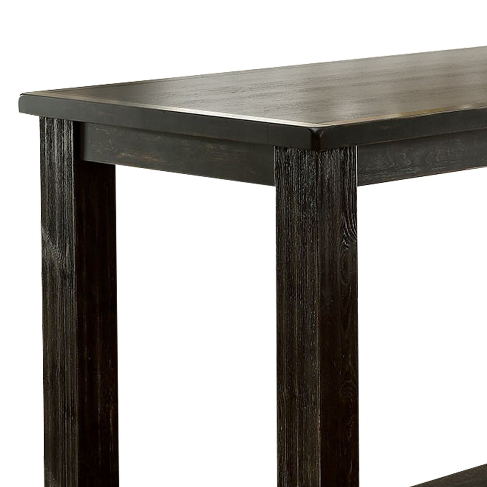 Rustic Plank Wooden Bar Table With Block Legs Antique Black By Benzara | Dressers | Modishstore - 5