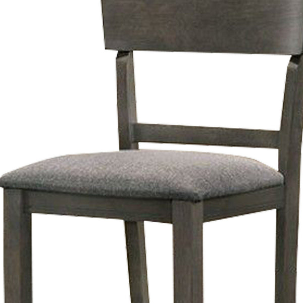 Wooden Counter Height Chair With Curved Back Set Of 2 Charcoal Gray By Benzara | Dining Chairs | Modishstore - 3