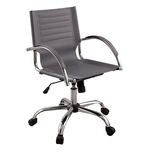 Leatherette Adjustable Office Chair With Metal Base Gray By Benzara | Office Chairs | Modishstore
