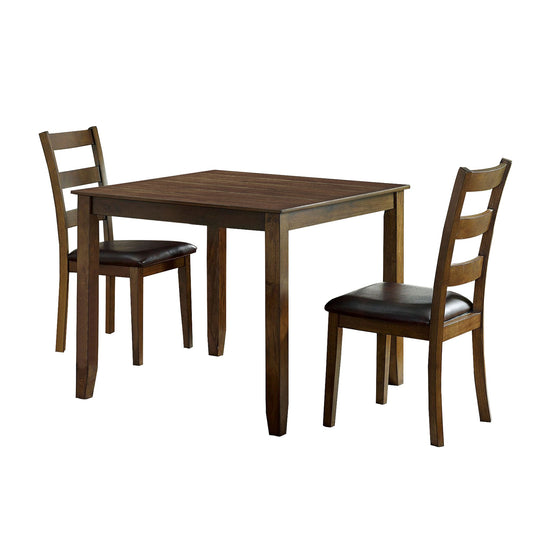 3 Piece Wooden Dining Set With Square Table Brown By Benzara | Dining Tables | Modishstore