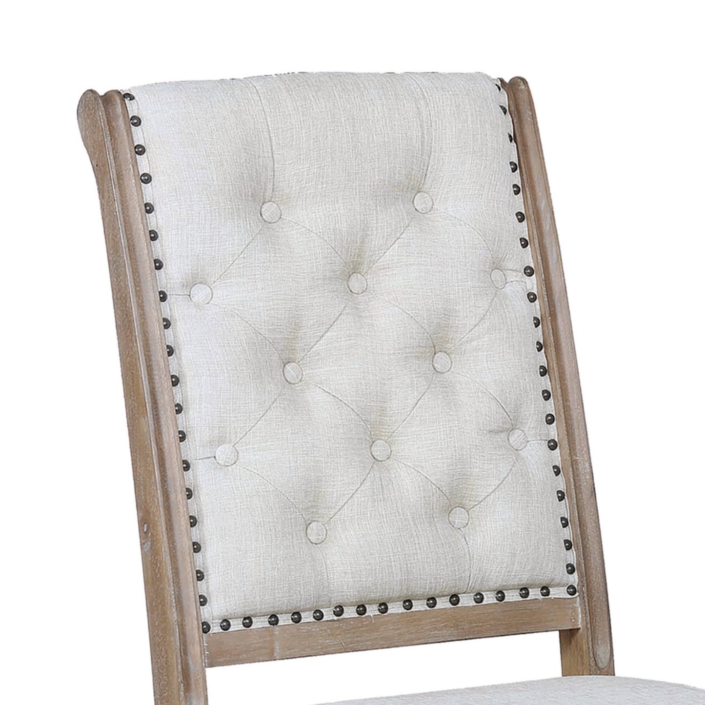 Button Tufted Fabric Side Chair With Cabriole LegsSet Of 2Brown And Cream By Benzara | Stools | Modishstore - 2