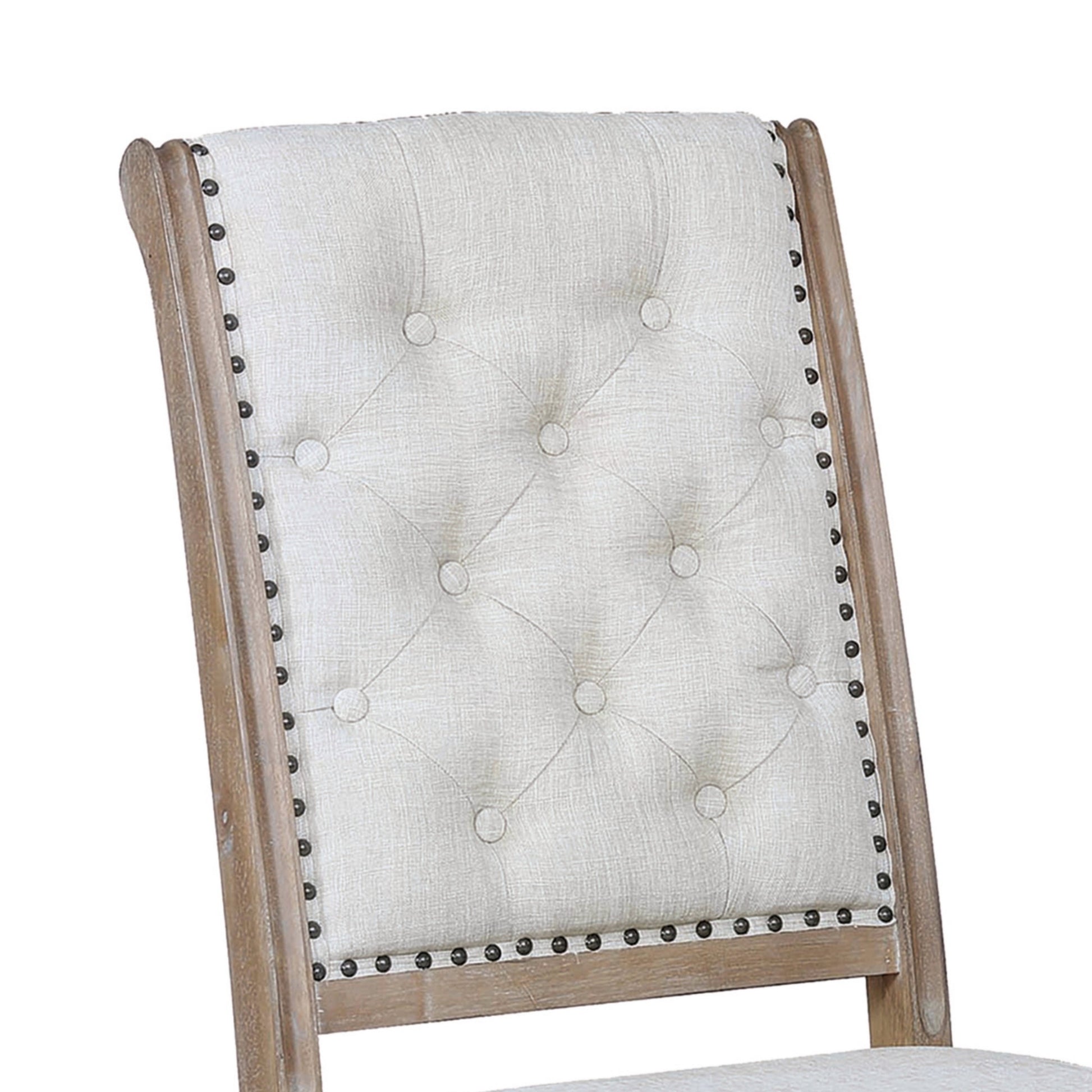 Button Tufted Fabric Side Chair With Cabriole LegsSet Of 2Brown And Cream By Benzara | Stools | Modishstore - 2