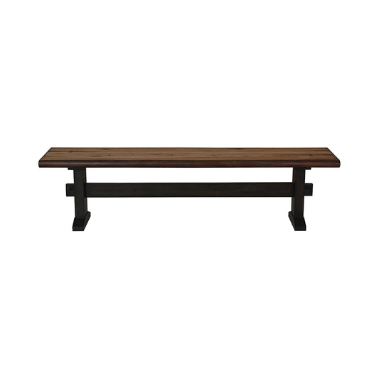 Farmhouse Dual Tone Wooden Bench With Trestle Base Brown By Benzara | Benches | Modishstore