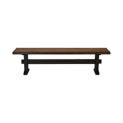 Farmhouse Dual Tone Wooden Bench With Trestle Base Brown By Benzara