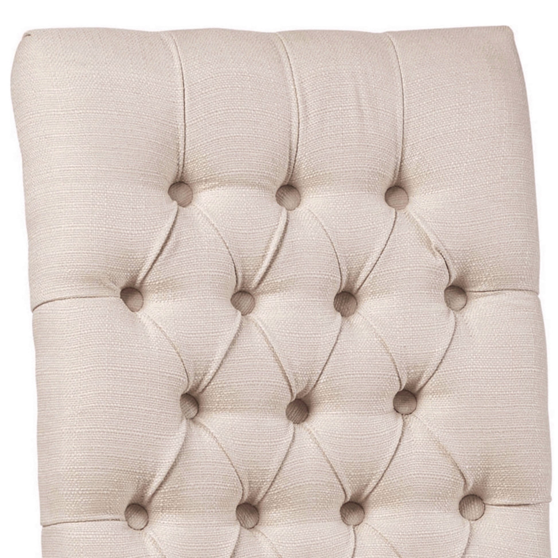 Fabric Dining Chair With Button Tufted Back Set Of 2 Beige By Benzara | Dining Chairs | Modishstore - 2