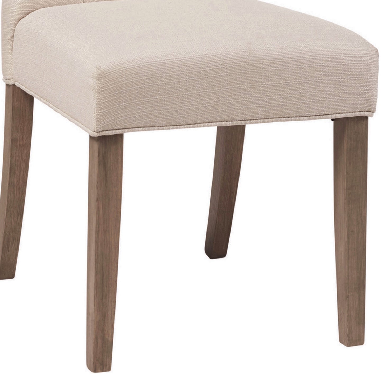 Fabric Dining Chair With Button Tufted Back Set Of 2 Beige By Benzara | Dining Chairs | Modishstore - 3
