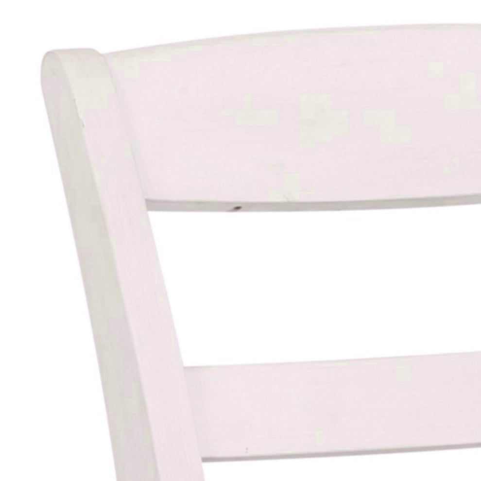 Wooden Side Chair With Ladder Back Set Of 2 White And Brown By Benzara | Stools | Modishstore - 2