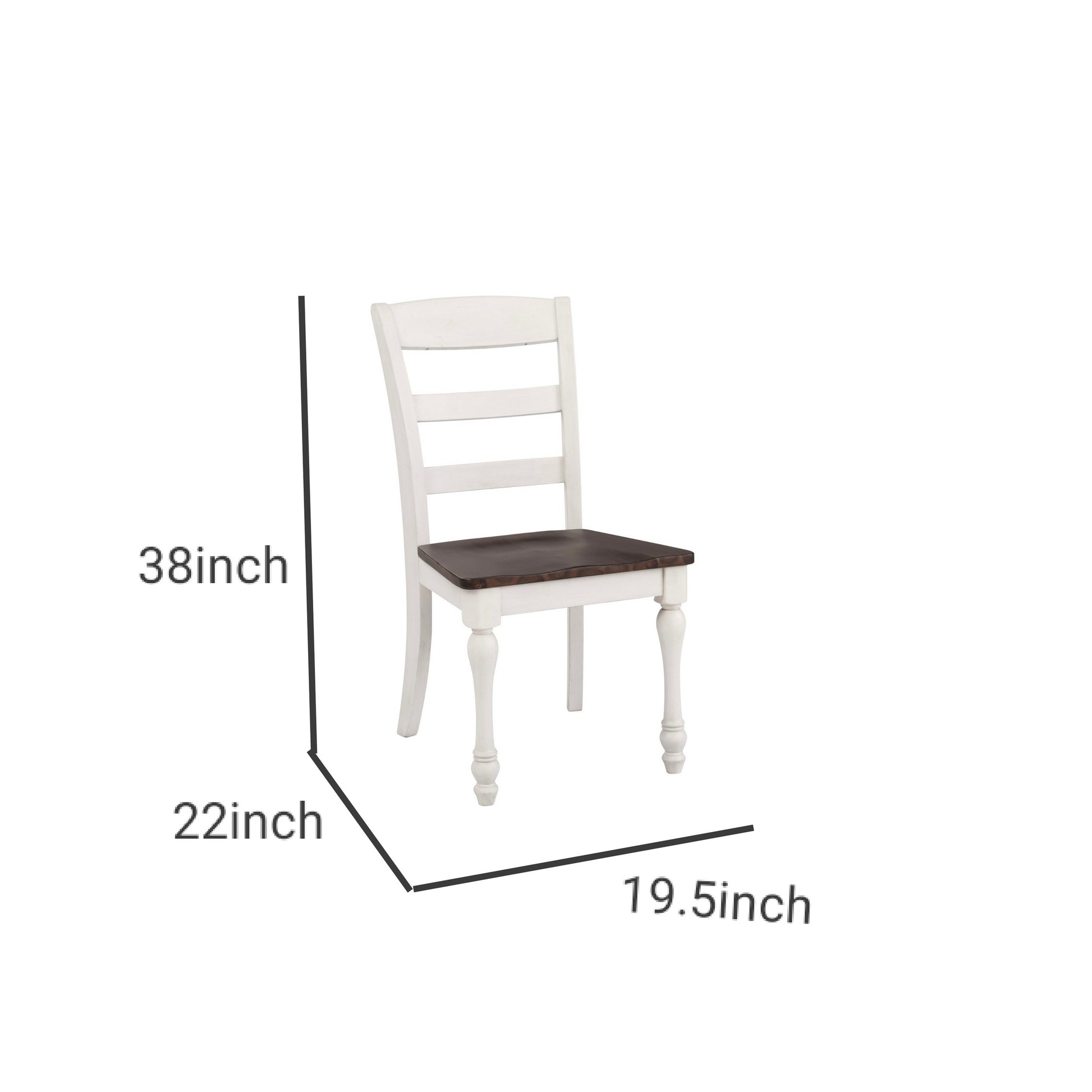 Wooden Side Chair With Ladder Back Set Of 2 White And Brown By Benzara | Stools | Modishstore - 5