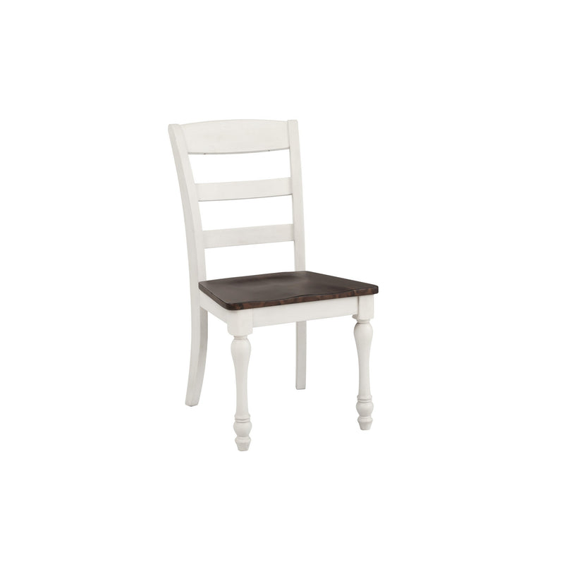 Wooden Side Chair With Ladder Back Set Of 2 White And Brown By Benzara | Stools | Modishstore
