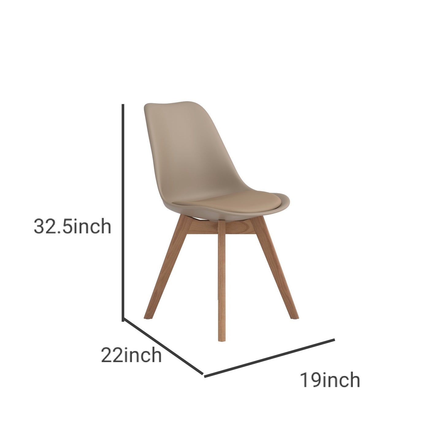 Fabric Dining Chair With Bucket Cushion Seat Set Of 2 Taupe Brown By Benzara | Dining Chairs | Modishstore - 5