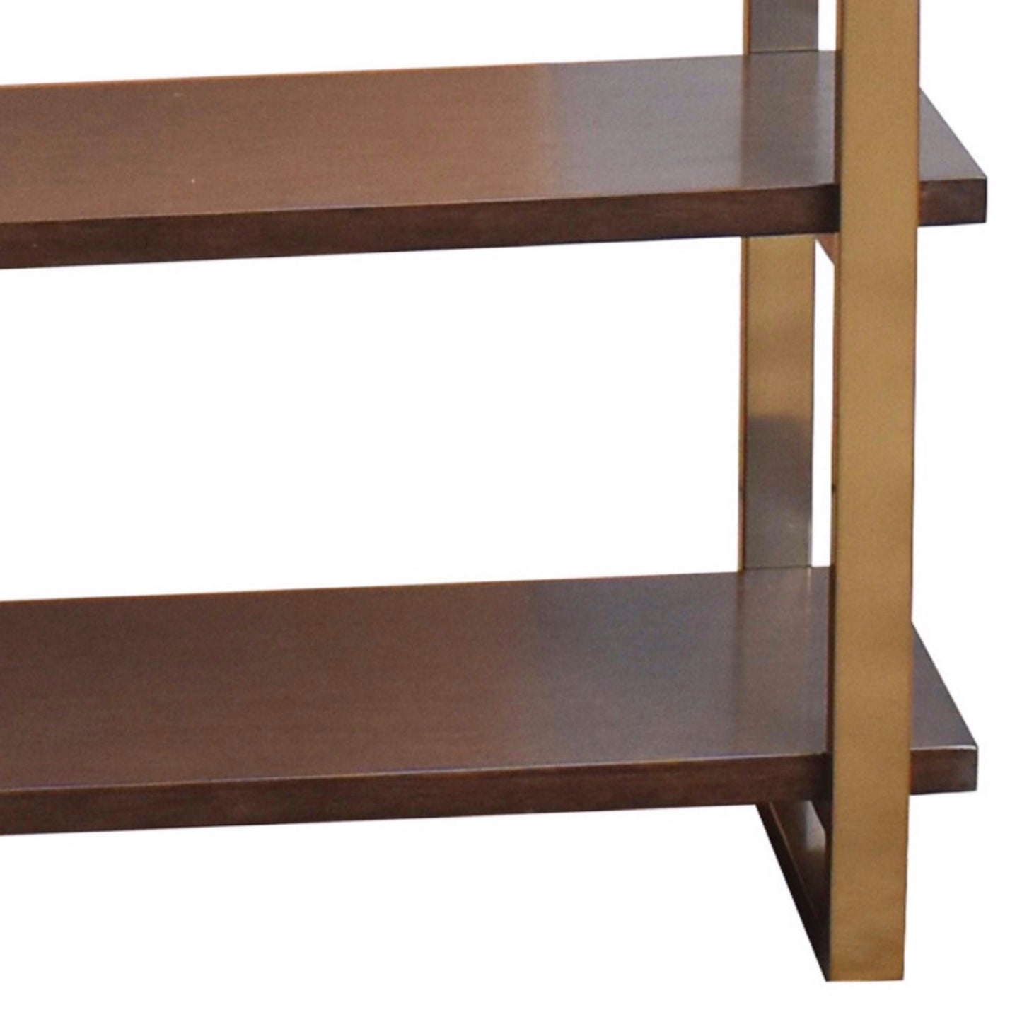 Metal Frame Bookcase With 6 Tier Wooden Shelves Brass By Benzara | Bookcases | Modishstore - 3