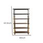 Metal Frame Bookcase With 6 Tier Wooden Shelves Brass By Benzara | Bookcases | Modishstore - 5