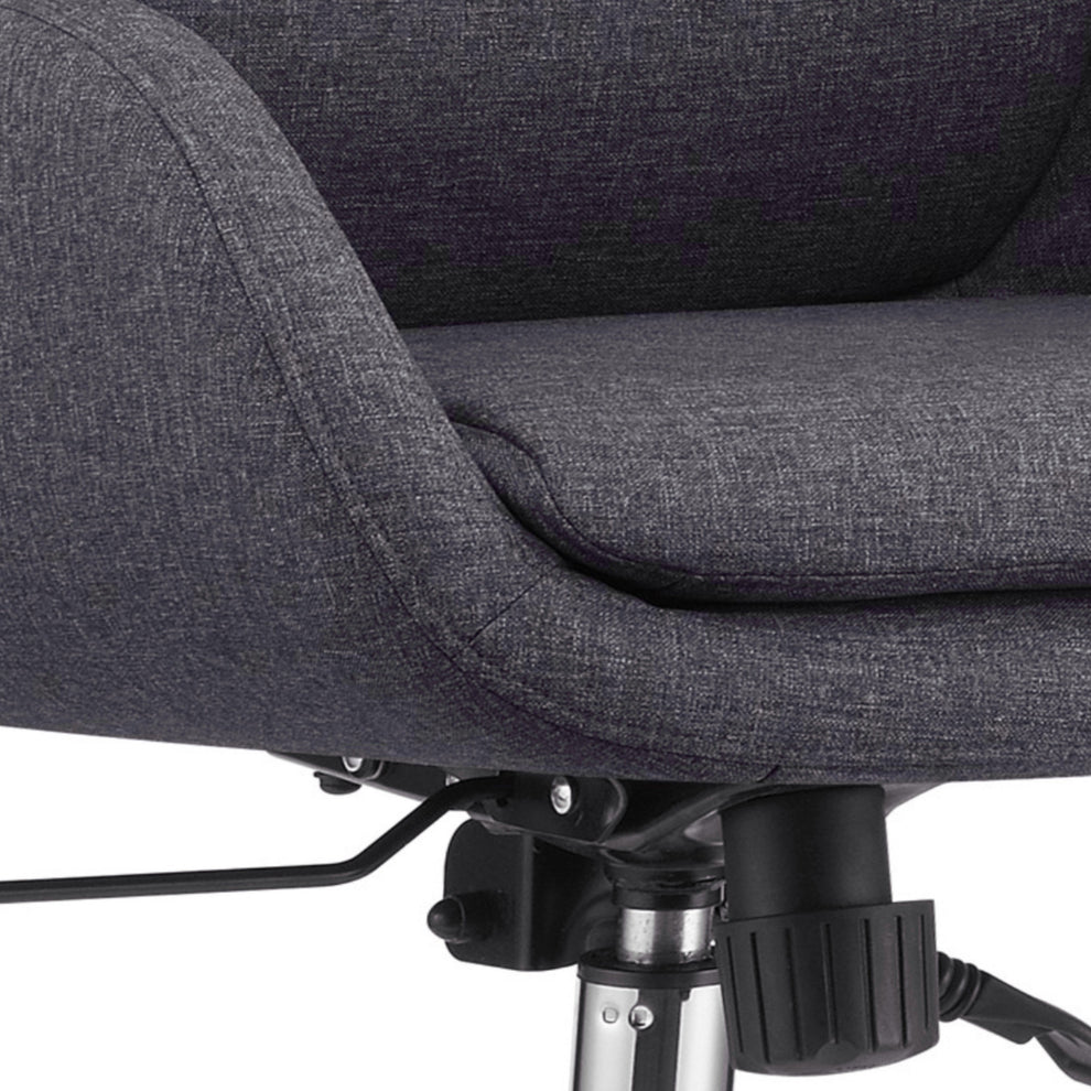 High Cushioned Tufted Back Fabric Office Chair With Star Base Gray By Benzara | Office Chairs | Modishstore - 2