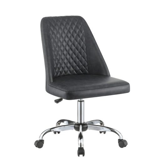 Diamond Pattern Stitched Leatherette Office Chair With Star Base Gray By Benzara | Office Chairs | Modishstore