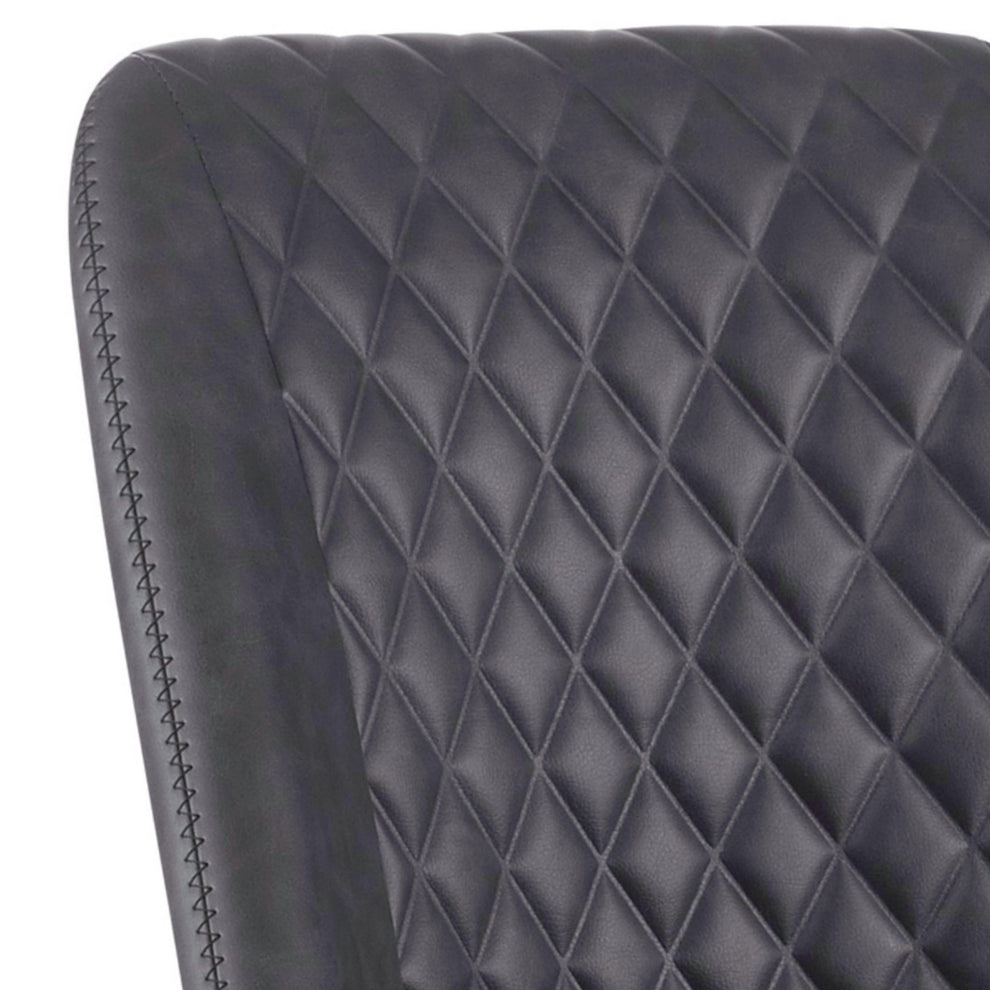 Diamond Pattern Stitched Leatherette Office Chair With Star Base Gray By Benzara | Office Chairs | Modishstore - 4