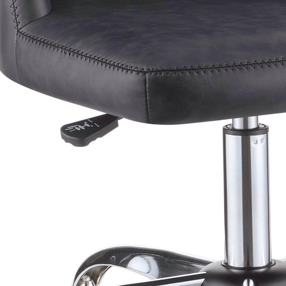 Diamond Pattern Stitched Leatherette Office Chair With Star Base Gray By Benzara | Office Chairs | Modishstore - 2