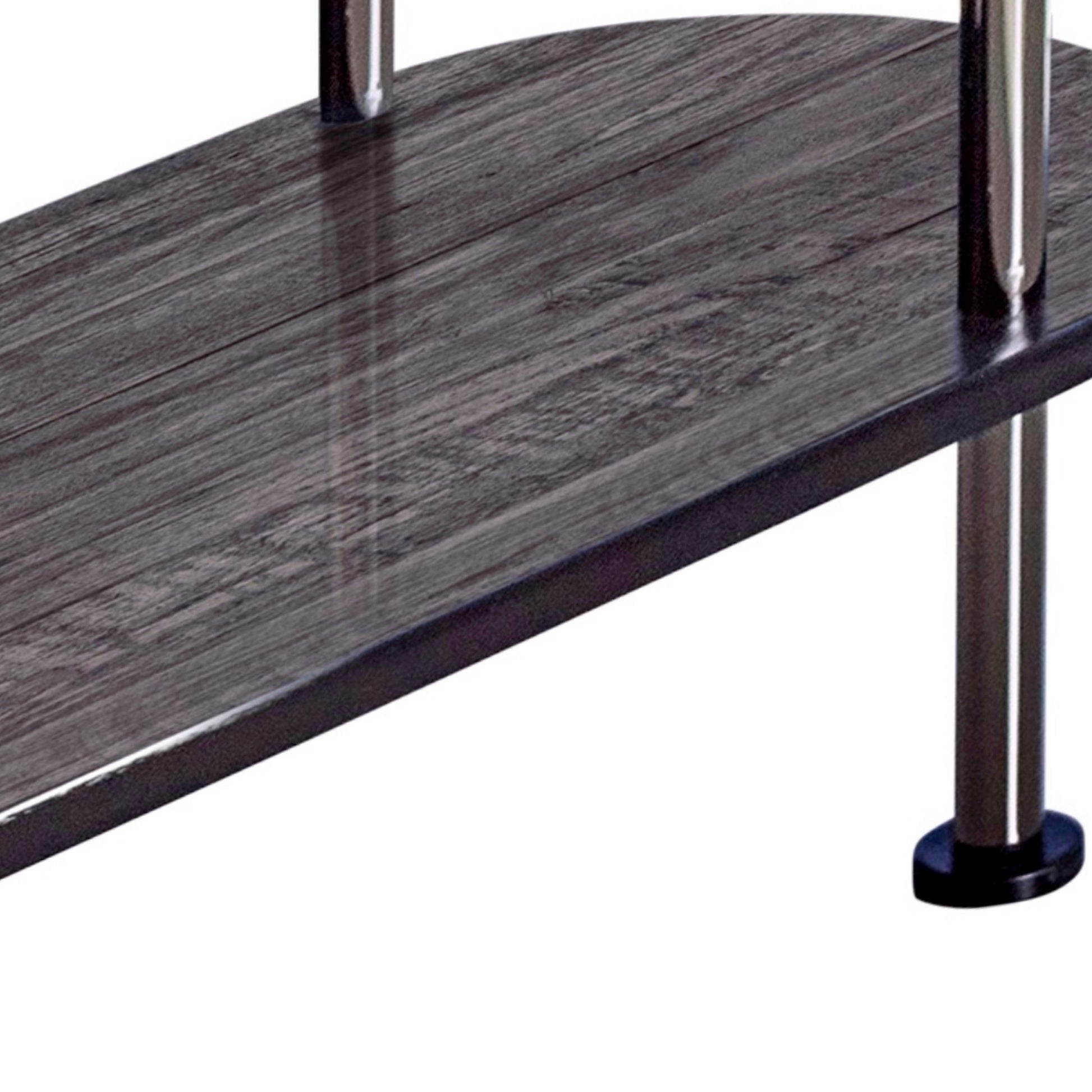 Oblong Shape Metal Bar Unit With Stemware Rack Gray And Chrome By Benzara | Cabinets | Modishstore - 3