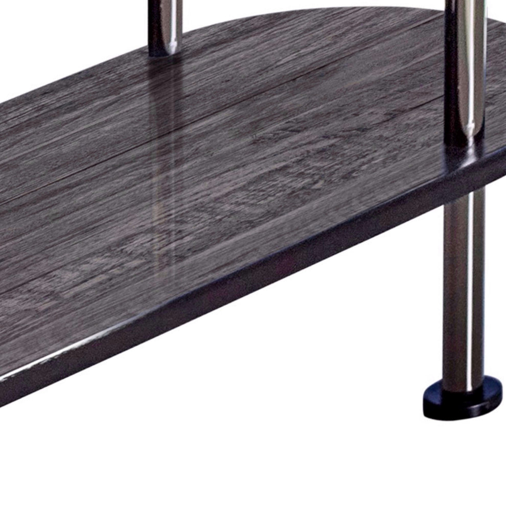 Oblong Shape Metal Bar Unit With Stemware Rack Gray And Chrome By Benzara | Cabinets | Modishstore - 3