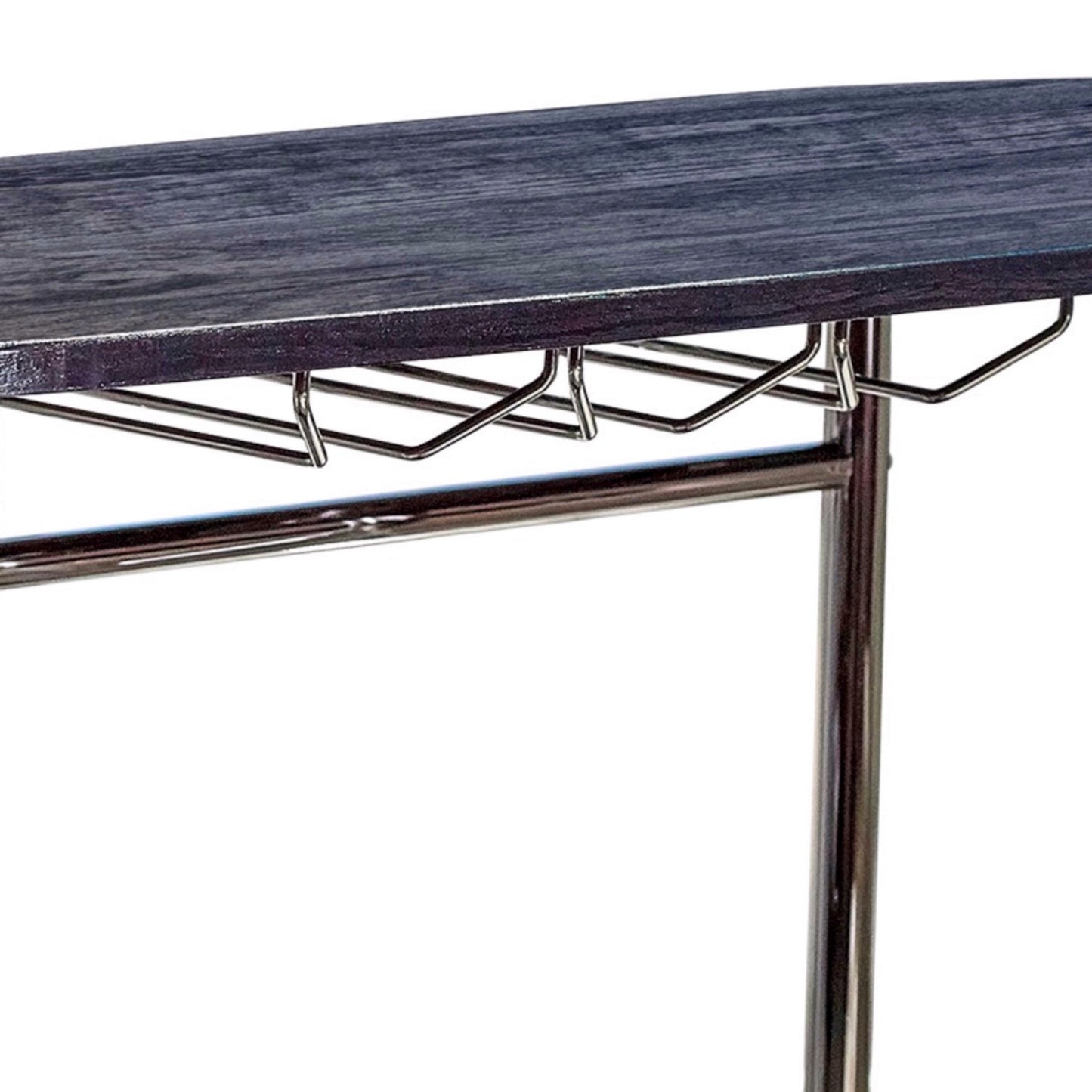 Oblong Shape Metal Bar Unit With Stemware Rack Gray And Chrome By Benzara | Cabinets | Modishstore - 4