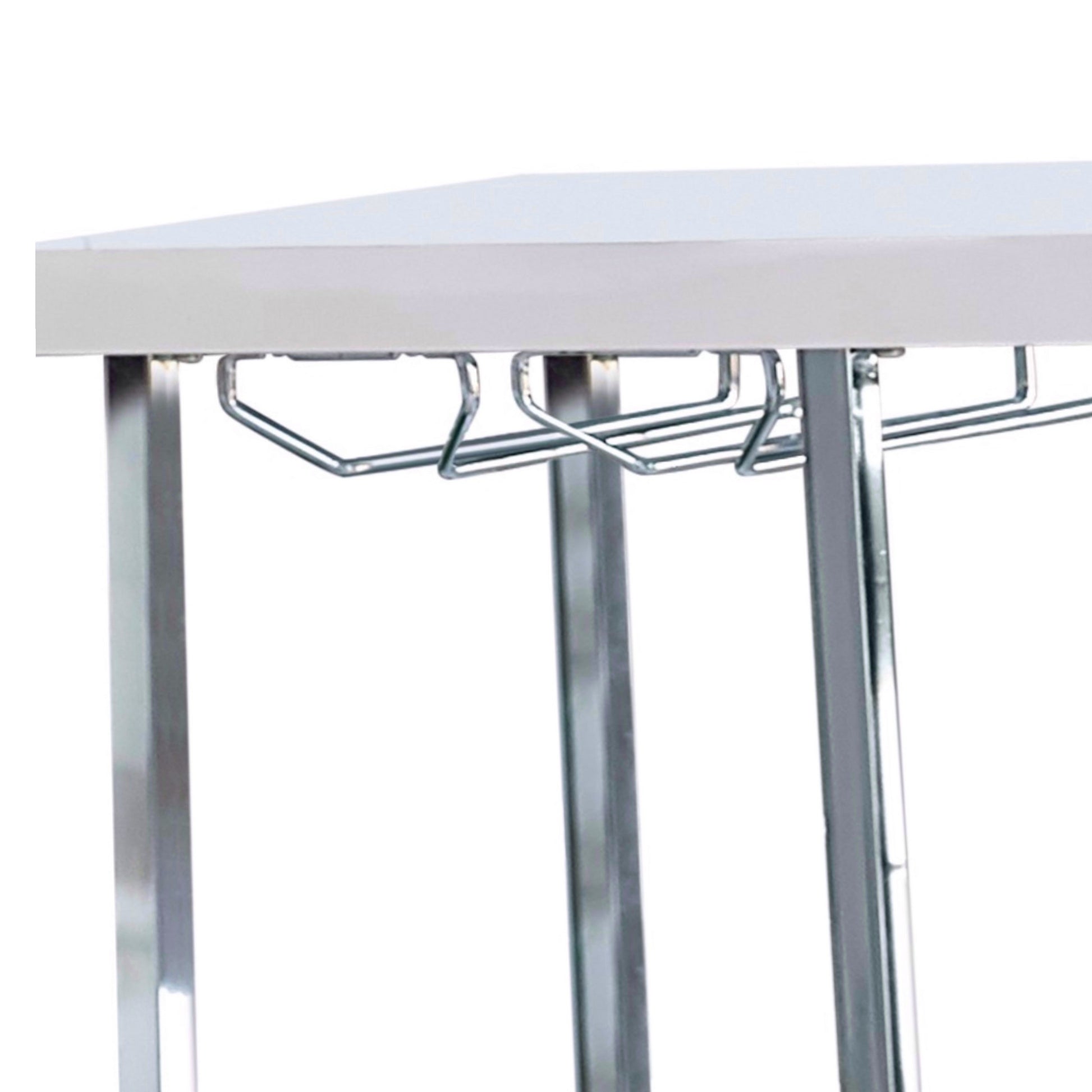 6 Glass Shelf Metal Frame Bar Cabinet With Power Outlet Clear And Chrome By Benzara | Cabinets | Modishstore - 4