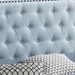 Fabric Upholstered Tufted Queen Bed With Nailhead Trim Blue By Benzara | Beds | Modishstore - 4