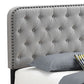 Tufted Eastern King Fabric Bed With Nailhead Trim Gray By Benzara | Beds | Modishstore - 5