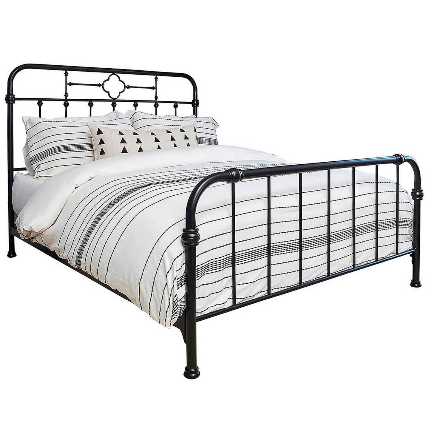 Open Tubular Frame Metal Queen Bed Black By Benzara | Beds | Modishstore