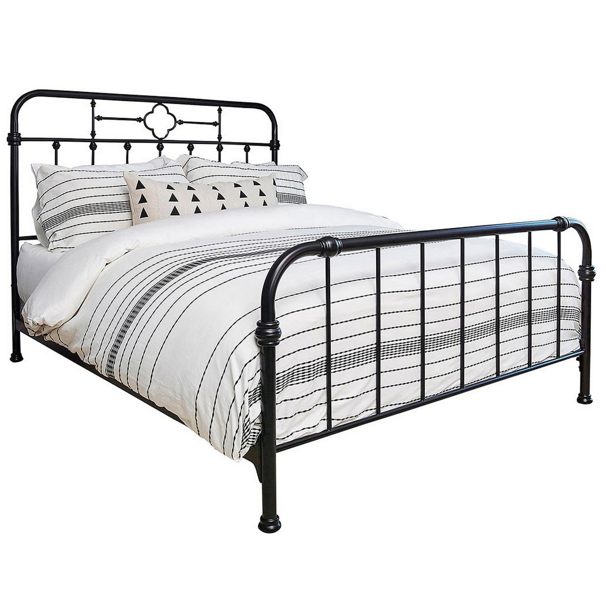 Open Tubular Frame Metal Queen Bed Black By Benzara | Beds | Modishstore