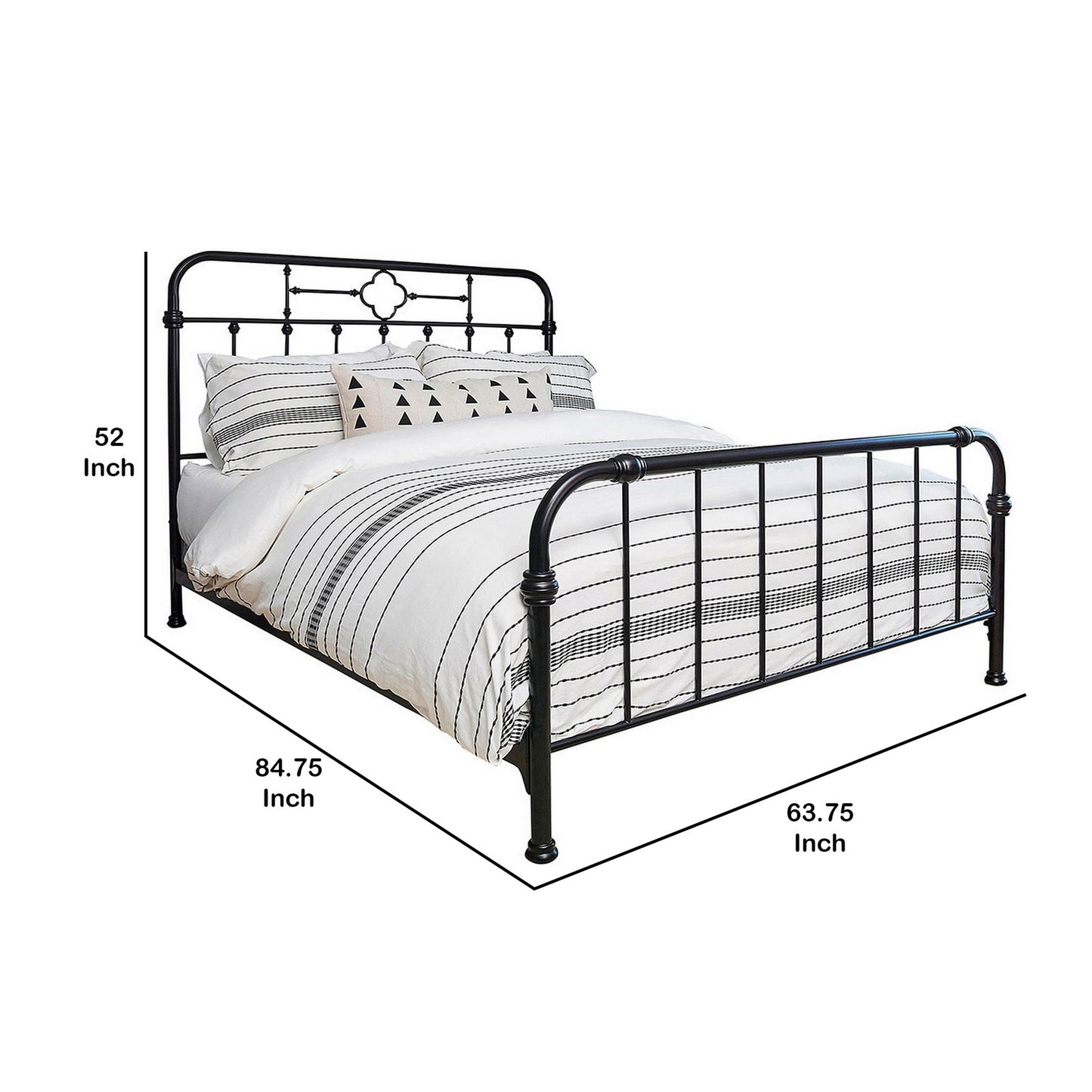 Open Tubular Frame Metal Queen Bed Black By Benzara | Beds | Modishstore - 4