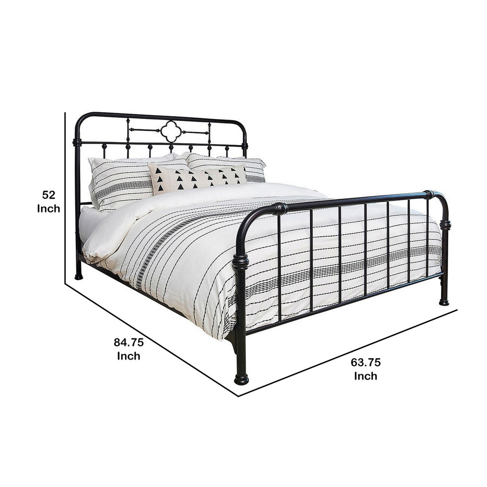 Open Tubular Frame Metal Queen Bed Black By Benzara | Beds | Modishstore - 4