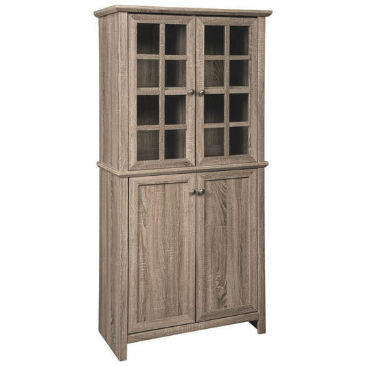 71 Inches 2 Glass Insert And 2 Closed Door Wooden Accent Cabinet Brown By Benzara | Cabinets | Modishstore