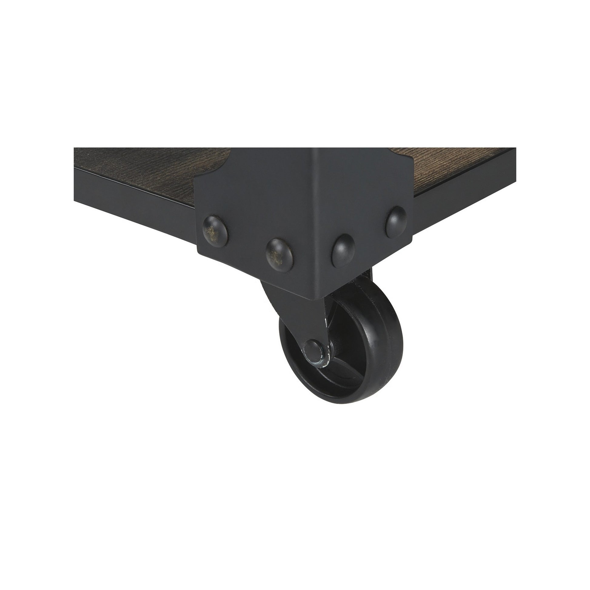 3 Piece Metal Frame Occasional Table Set With Rivets Brown And Black By Benzara | End Tables | Modishstore - 4