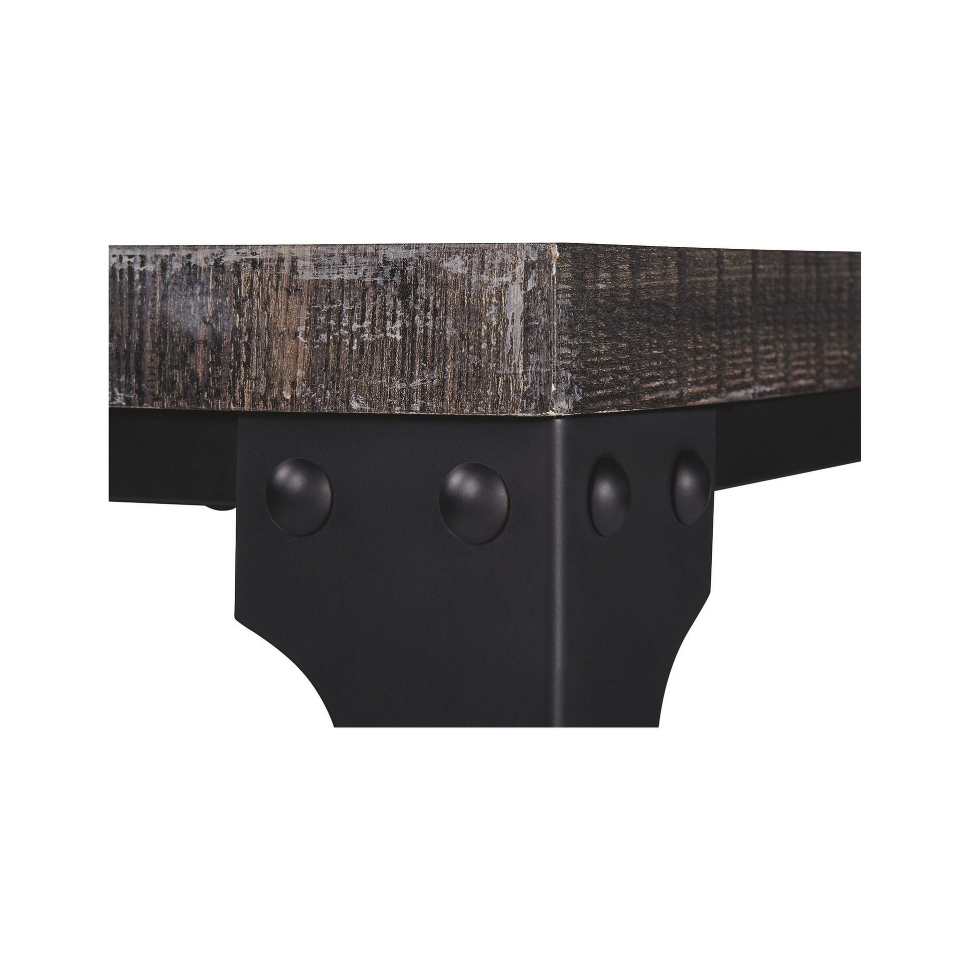 3 Piece Metal Frame Occasional Table Set With Rivets Brown And Black By Benzara | End Tables | Modishstore - 5