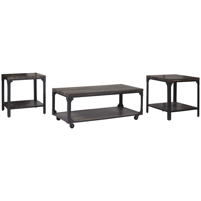 3 Piece Metal Frame Occasional Table Set With Rivets Brown And Black By Benzara | End Tables | Modishstore