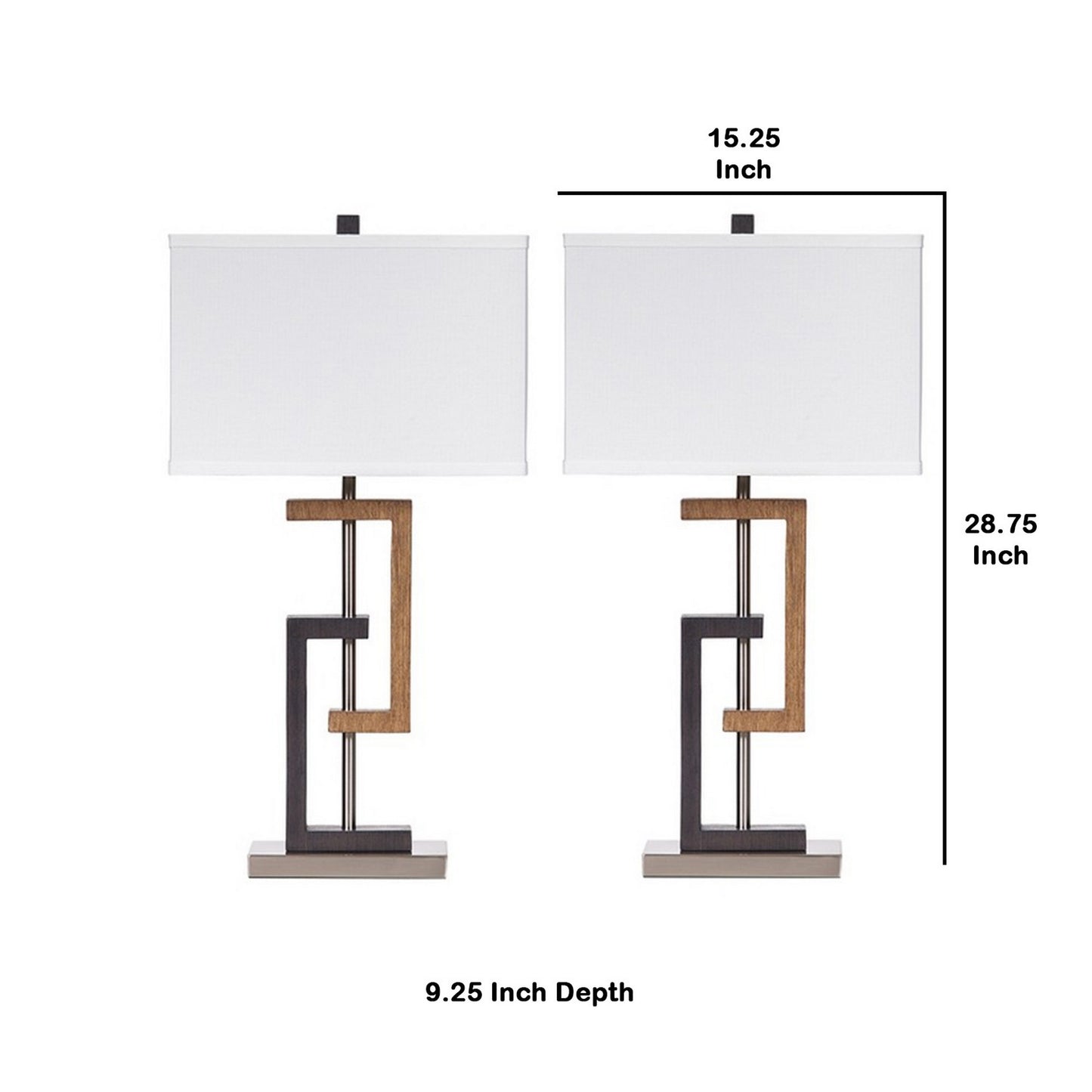 Lattice Base Hardback Table Lamp Set Of 2 Brown And Silver By Benzara | Desk Lamps | Modishstore - 4